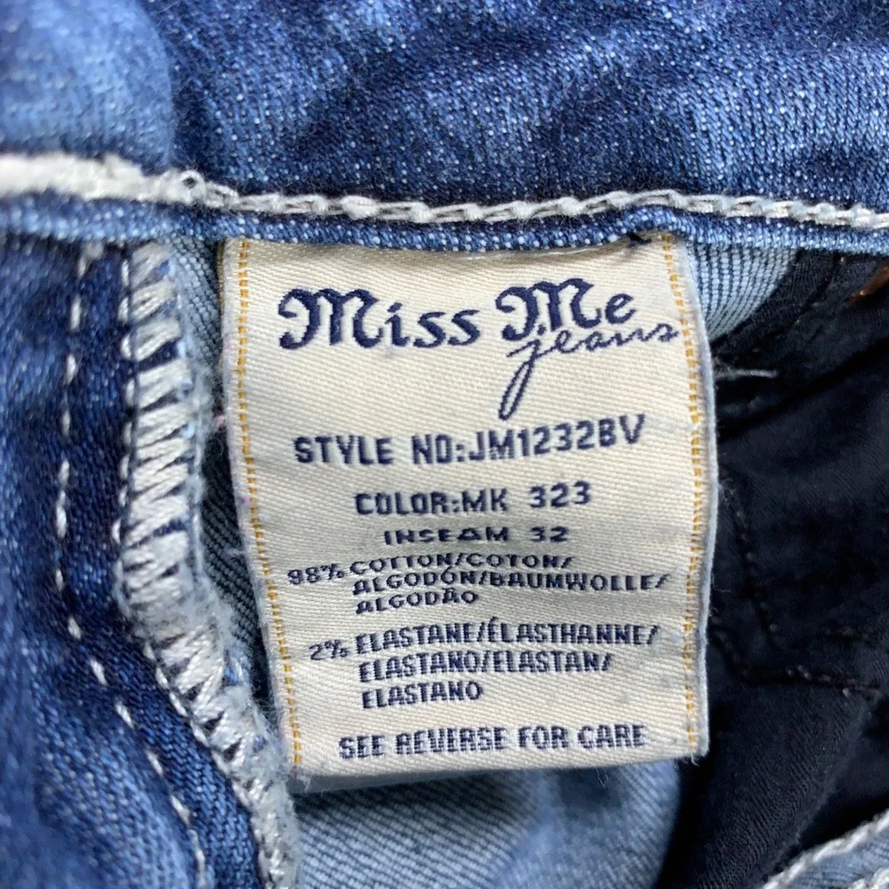 Miss Me Signature Bootcut Jeans Womens 28 Blue Embellished JM1232BV